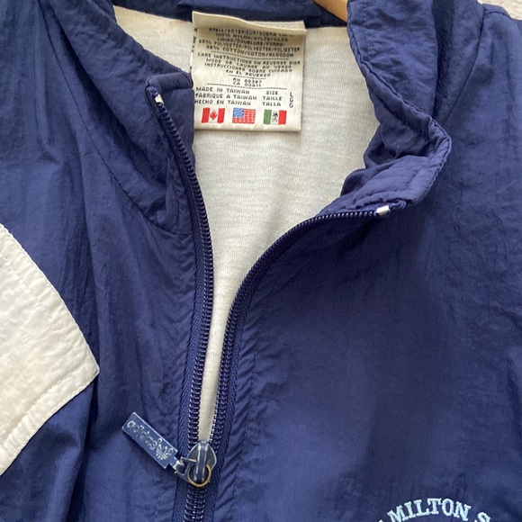 Vintage Adidas soccer jacket. Navy blue and white. Size US Large - Picture 4 of 4